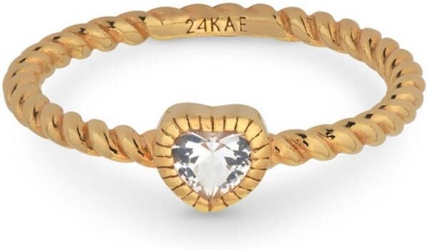 24Kae Ringen Ring met hart en nano steen 925 Sterling zilver geelgoud verguld 12417Y Goudkleurig online kopen