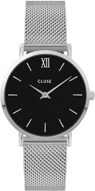 Cluse Horloges Minuit Mesh Silver Colored Black Zilverkleurig online kopen