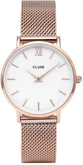 Cluse Horloges Minuit Mesh Rose Gold Plated White Ros&#233, goudkleurig online kopen