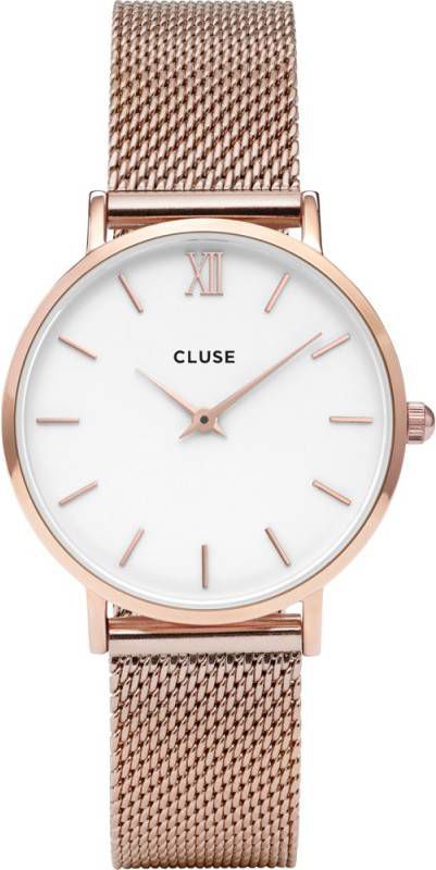 Cluse Horloges Minuit Mesh Rose Gold Plated White Ros&#233, goudkleurig online kopen