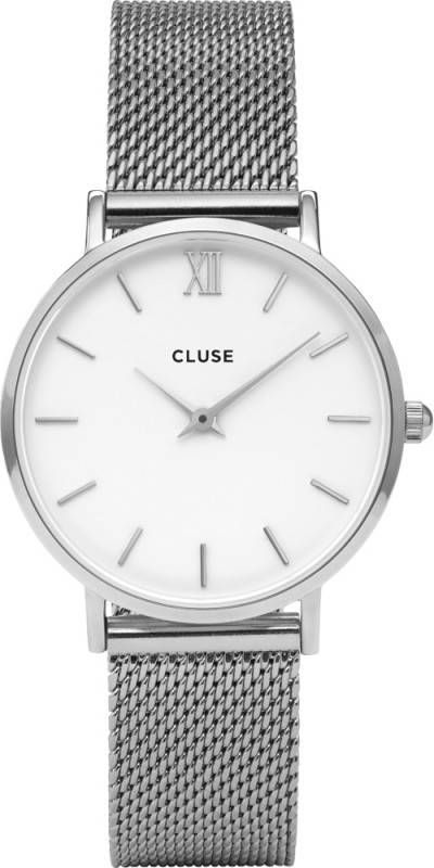 CLUSE Minuit CL30009 Horloge met mesh band in zilver Zilver online kopen