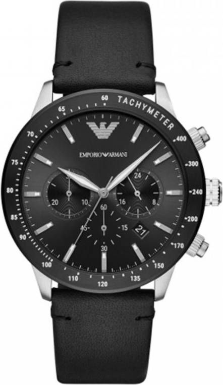 Emporio Armani AR11243 Mario Leren horloge 43mm-Zwart online kopen