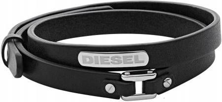 Diesel Stackables armband van leer met logo online kopen