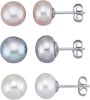 Diemer perle 3 delige set oorstekers met cultivé zoetwaterparels Multicolor online kopen